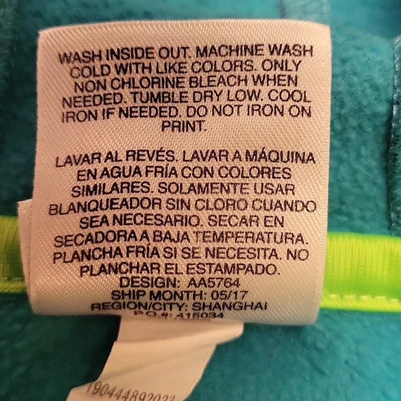 Adidas Blue Teal Wavy Pattern Hooded Long Sleeve Sweatshirt Youth Size XL‎ - Picture 3 of 11